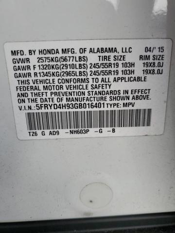 Photo 12 VIN: 5FRYD4H93GB016401 - ACURA MDX ADVANC 