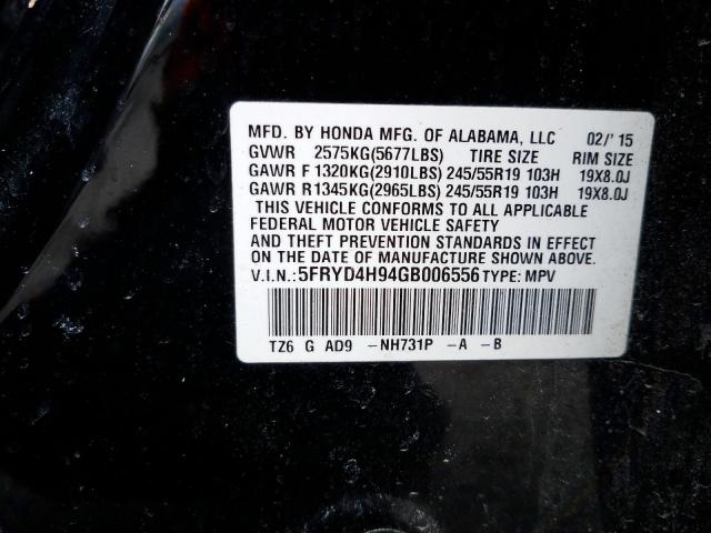 Photo 9 VIN: 5FRYD4H94GB006556 - ACURA MDX ADVANC 