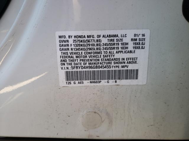 Photo 9 VIN: 5FRYD4H96GB045455 - ACURA MDX ADVANC 