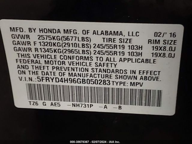 Photo 8 VIN: 5FRYD4H96GB050283 - ACURA MDX 