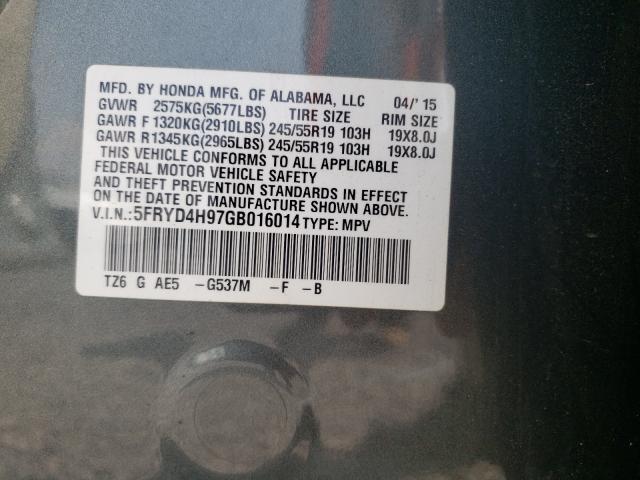 Photo 9 VIN: 5FRYD4H97GB016014 - ACURA MDX ADVANC 