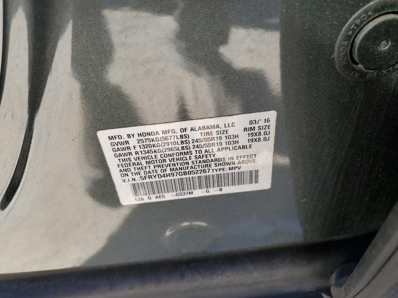 Photo 12 VIN: 5FRYD4H97GB052267 - ACURA MDX 