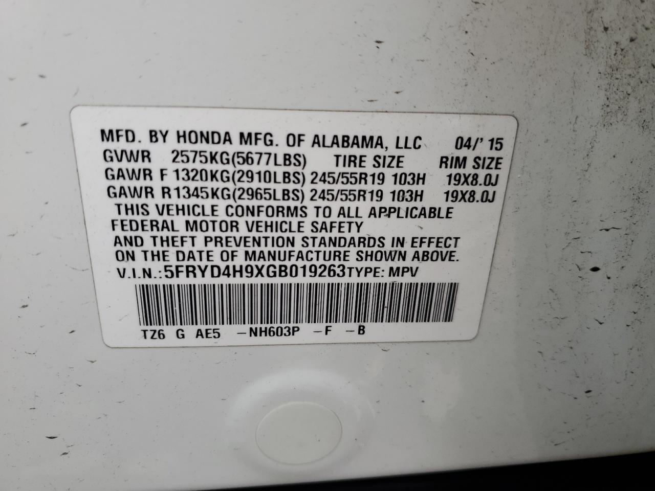 Photo 13 VIN: 5FRYD4H9XGB019263 - ACURA MDX 