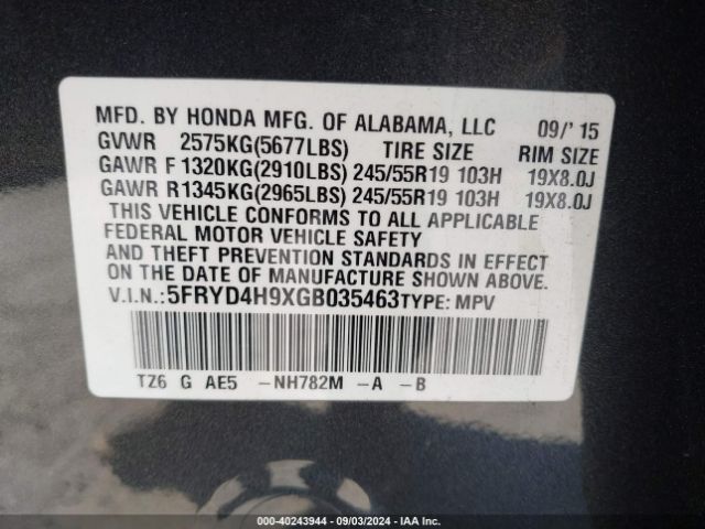 Photo 8 VIN: 5FRYD4H9XGB035463 - ACURA MDX 