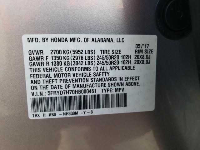 Photo 12 VIN: 5FRYD7H70HB000481 - ACURA MDX 