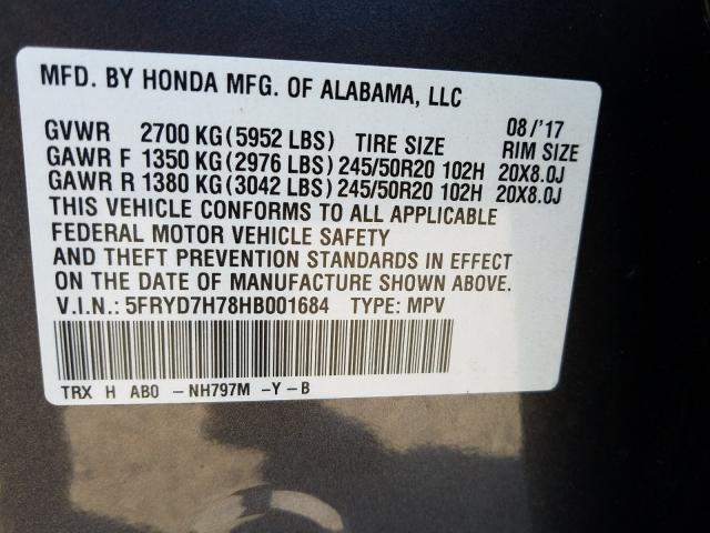 Photo 9 VIN: 5FRYD7H78HB001684 - ACURA MDX 