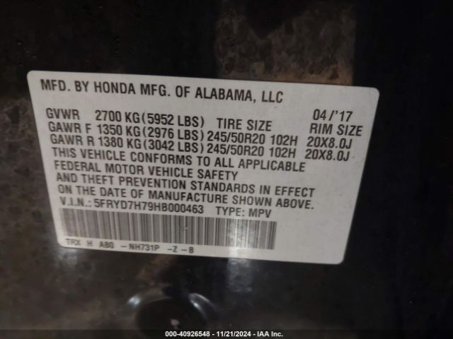 Photo 8 VIN: 5FRYD7H79HB000463 - ACURA MDX 