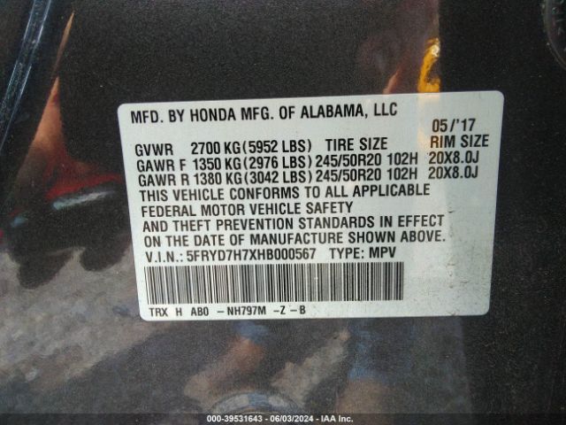 Photo 8 VIN: 5FRYD7H7XHB000567 - ACURA MDX 