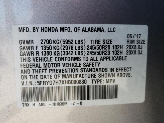 Photo 9 VIN: 5FRYD7H7XHB000830 - ACURA MDX SPORT 