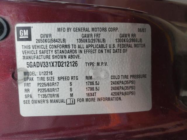 Photo 13 VIN: 5GADV331X7D212126 - BUICK TERRAZA 