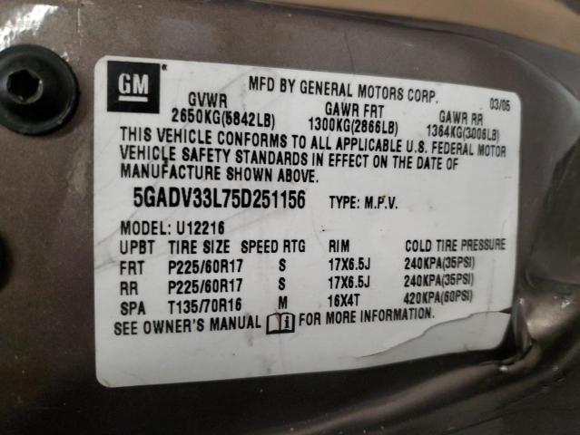 Photo 12 VIN: 5GADV33L75D251156 - BUICK TERRAZA 