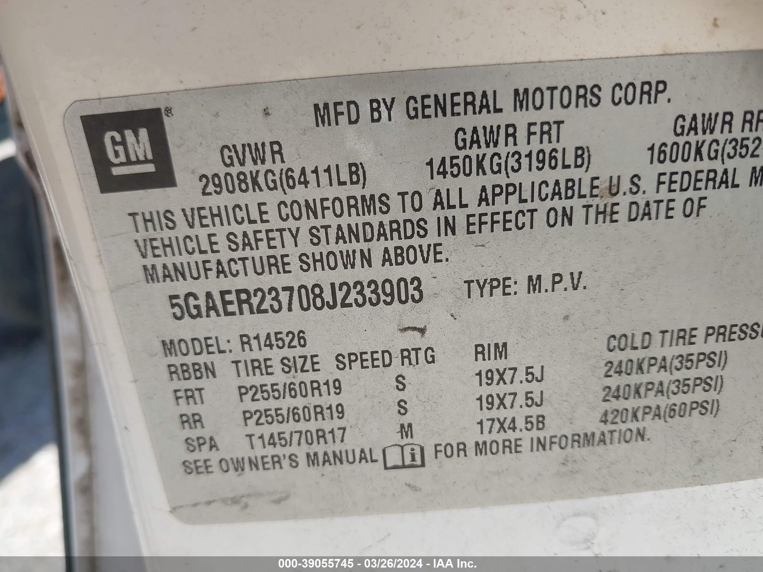 Photo 8 VIN: 5GAER23708J233903 - BUICK ENCLAVE 