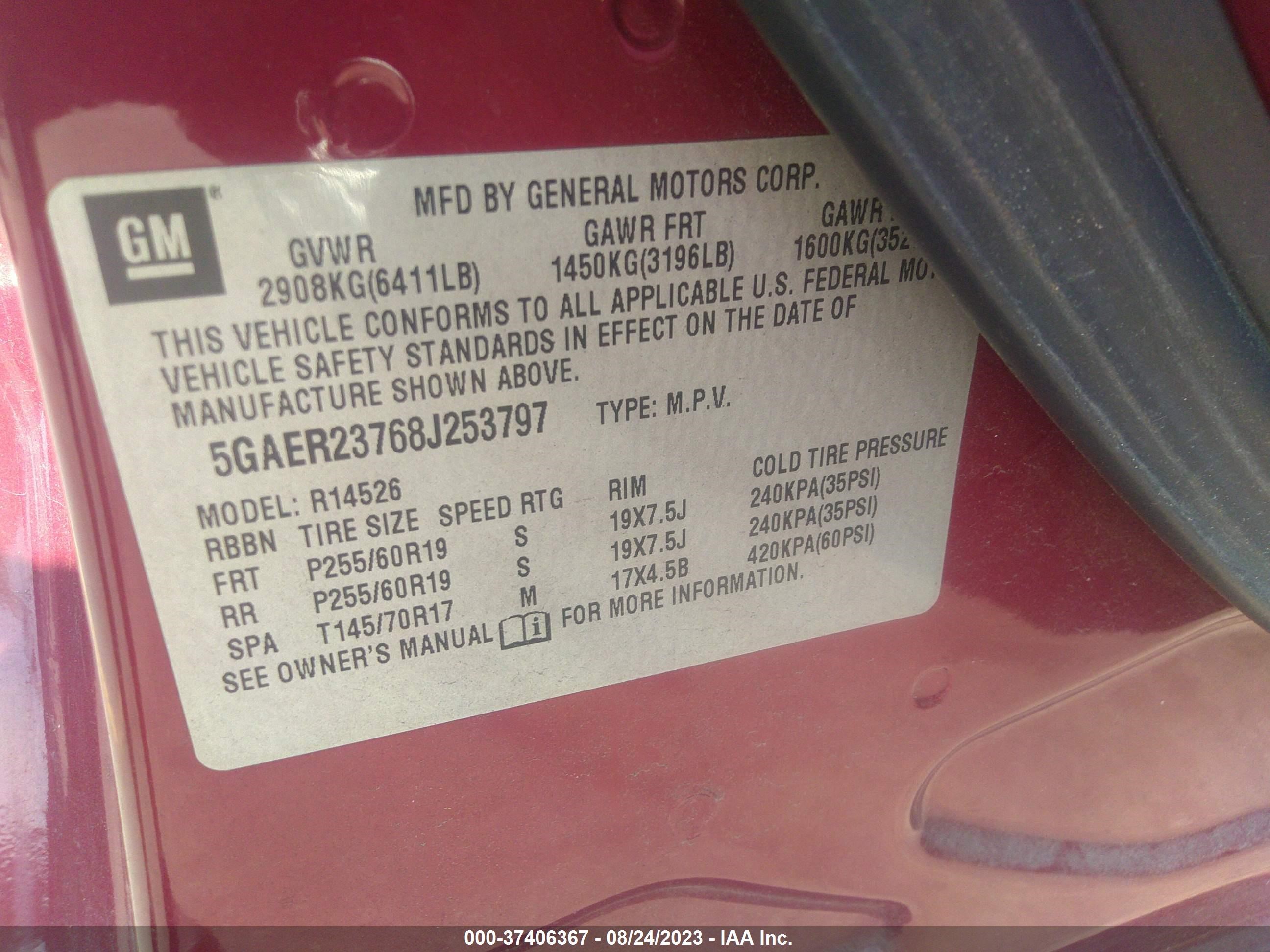 Photo 8 VIN: 5GAER23768J253797 - BUICK ENCLAVE 