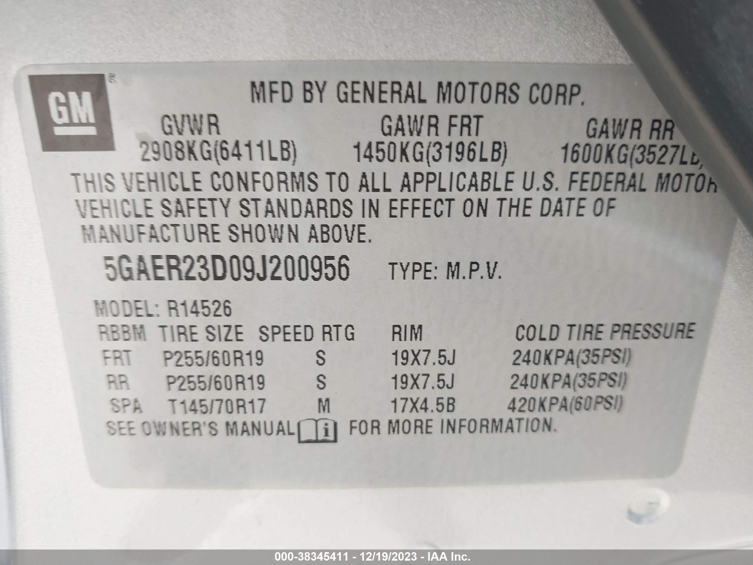 Photo 8 VIN: 5GAER23D09J200956 - BUICK ENCLAVE 