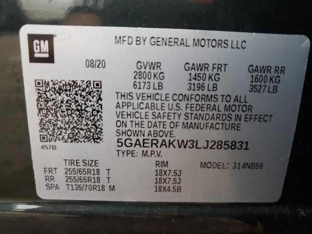 Photo 9 VIN: 5GAERAKW3LJ285831 - BUICK ENCLAVE PR 