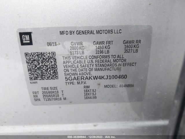 Photo 8 VIN: 5GAERAKW4KJ100460 - BUICK ENCLAVE 