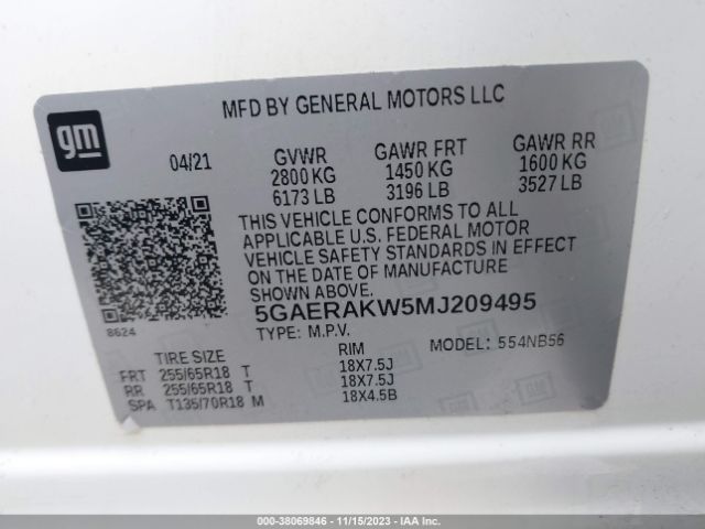 Photo 8 VIN: 5GAERAKW5MJ209495 - BUICK ENCLAVE 