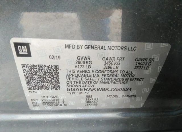 Photo 8 VIN: 5GAERAKW8KJ250524 - BUICK ENCLAVE 