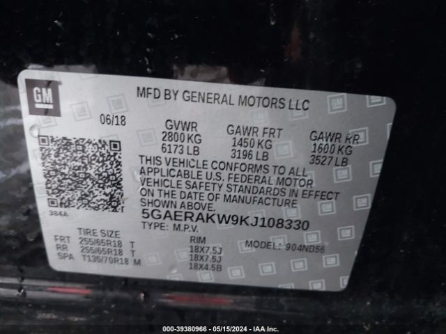 Photo 8 VIN: 5GAERAKW9KJ108330 - BUICK ENCLAVE 