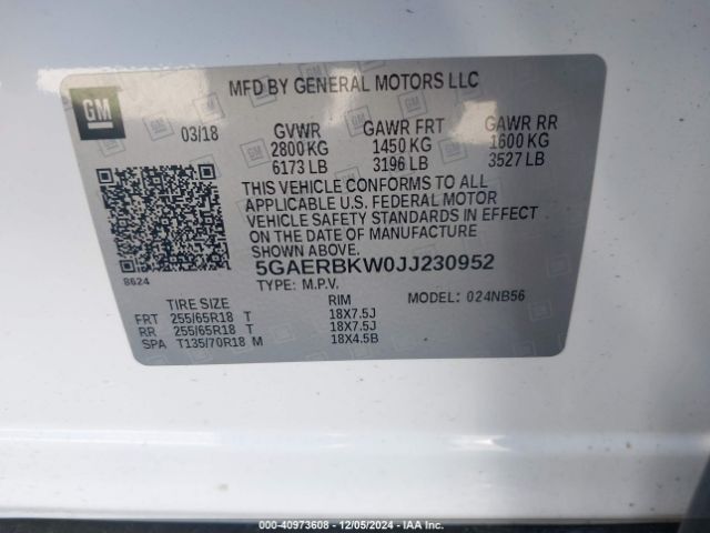 Photo 8 VIN: 5GAERBKW0JJ230952 - BUICK ENCLAVE 