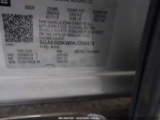 Photo 8 VIN: 5GAERBKW0KJ298475 - BUICK ENCLAVE 