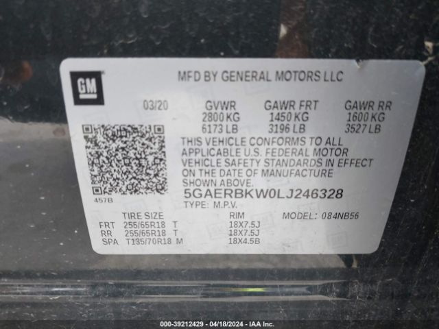 Photo 8 VIN: 5GAERBKW0LJ246328 - BUICK ENCLAVE 