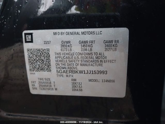 Photo 8 VIN: 5GAERBKW1JJ153993 - BUICK ENCLAVE 