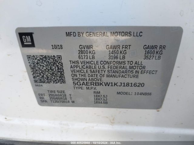 Photo 8 VIN: 5GAERBKW1KJ181620 - BUICK ENCLAVE 