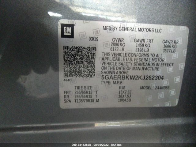 Photo 8 VIN: 5GAERBKW2KJ262304 - BUICK ENCLAVE 