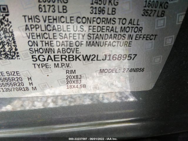 Photo 8 VIN: 5GAERBKW2LJ168957 - BUICK ENCLAVE 