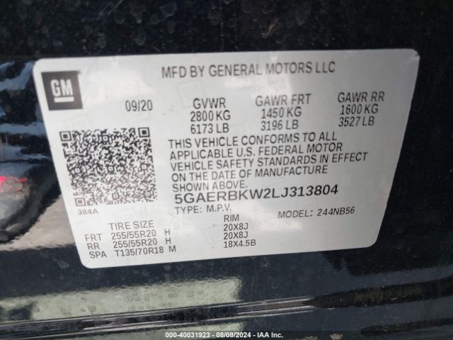 Photo 8 VIN: 5GAERBKW2LJ313804 - BUICK ENCLAVE 