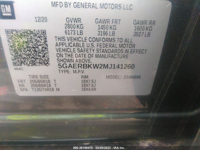 Photo 8 VIN: 5GAERBKW2MJ141260 - BUICK ENCLAVE 