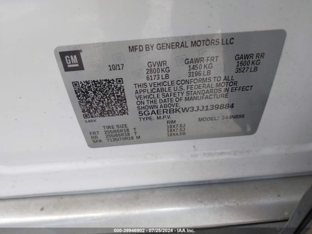 Photo 8 VIN: 5GAERBKW3JJ139884 - BUICK ENCLAVE 