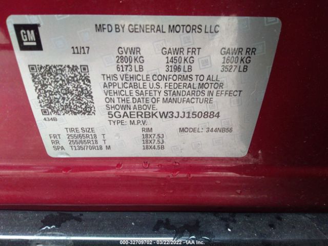 Photo 8 VIN: 5GAERBKW3JJ150884 - BUICK ENCLAVE 