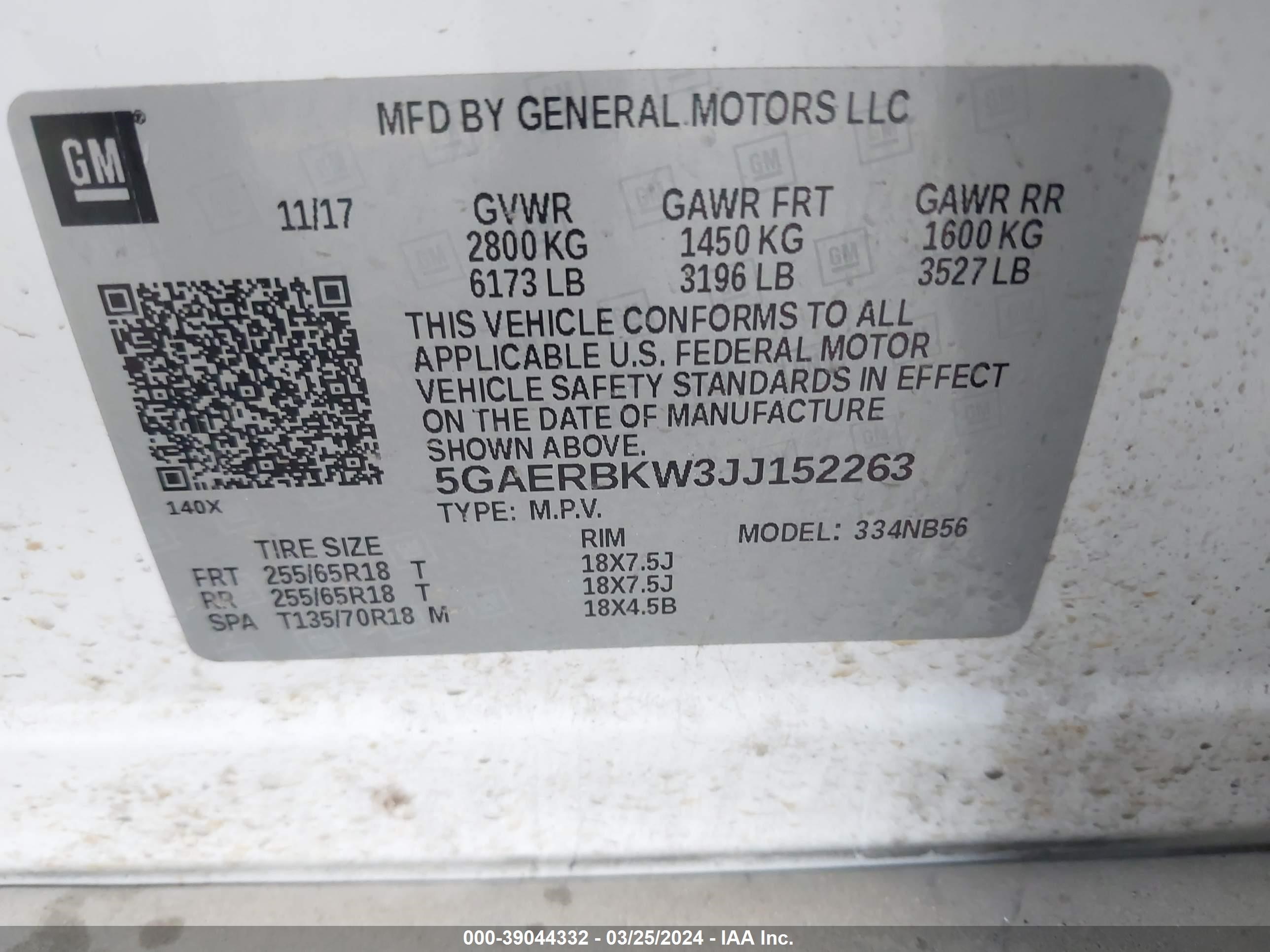 Photo 8 VIN: 5GAERBKW3JJ152263 - BUICK ENCLAVE 