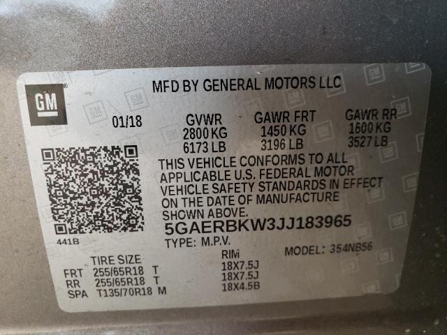 Photo 9 VIN: 5GAERBKW3JJ183965 - BUICK ENCLAVE ES 