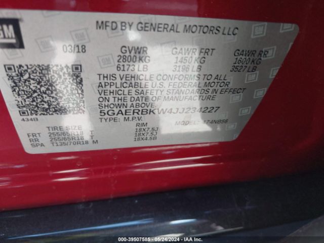 Photo 8 VIN: 5GAERBKW4JJ234227 - BUICK ENCLAVE 