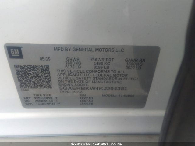 Photo 8 VIN: 5GAERBKW4KJ294381 - BUICK ENCLAVE 