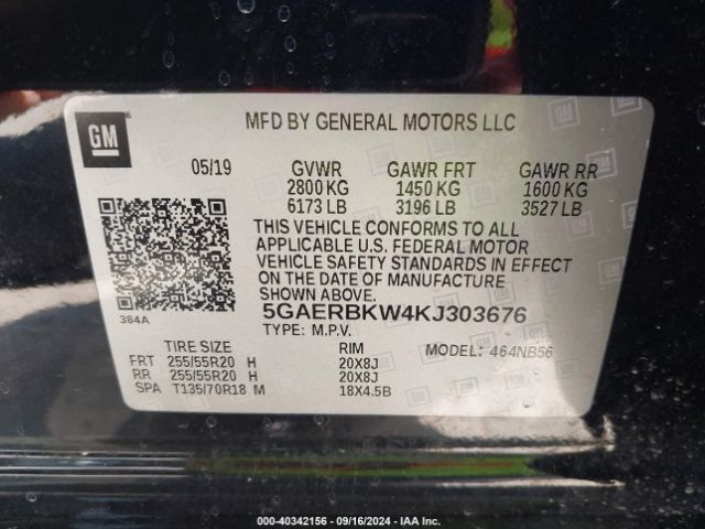 Photo 8 VIN: 5GAERBKW4KJ303676 - BUICK ENCLAVE 