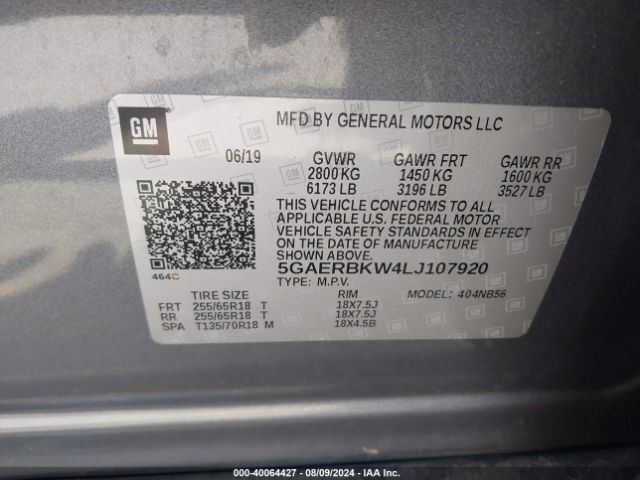 Photo 8 VIN: 5GAERBKW4LJ107920 - BUICK ENCLAVE 