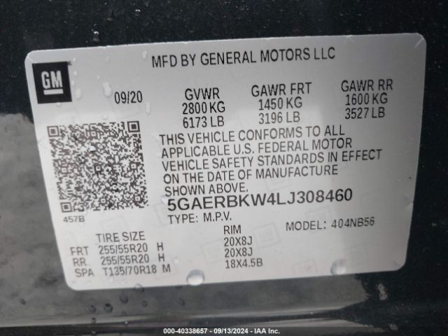 Photo 8 VIN: 5GAERBKW4LJ308460 - BUICK ENCLAVE 