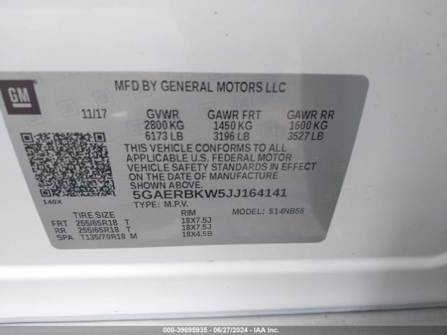 Photo 8 VIN: 5GAERBKW5JJ164141 - BUICK ENCLAVE 