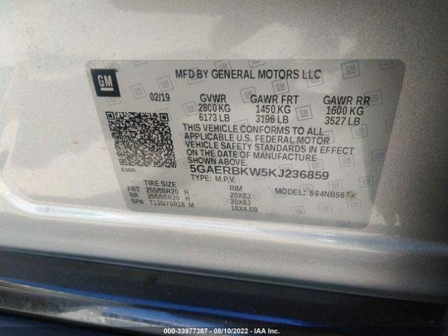 Photo 8 VIN: 5GAERBKW5KJ236859 - BUICK ENCLAVE 