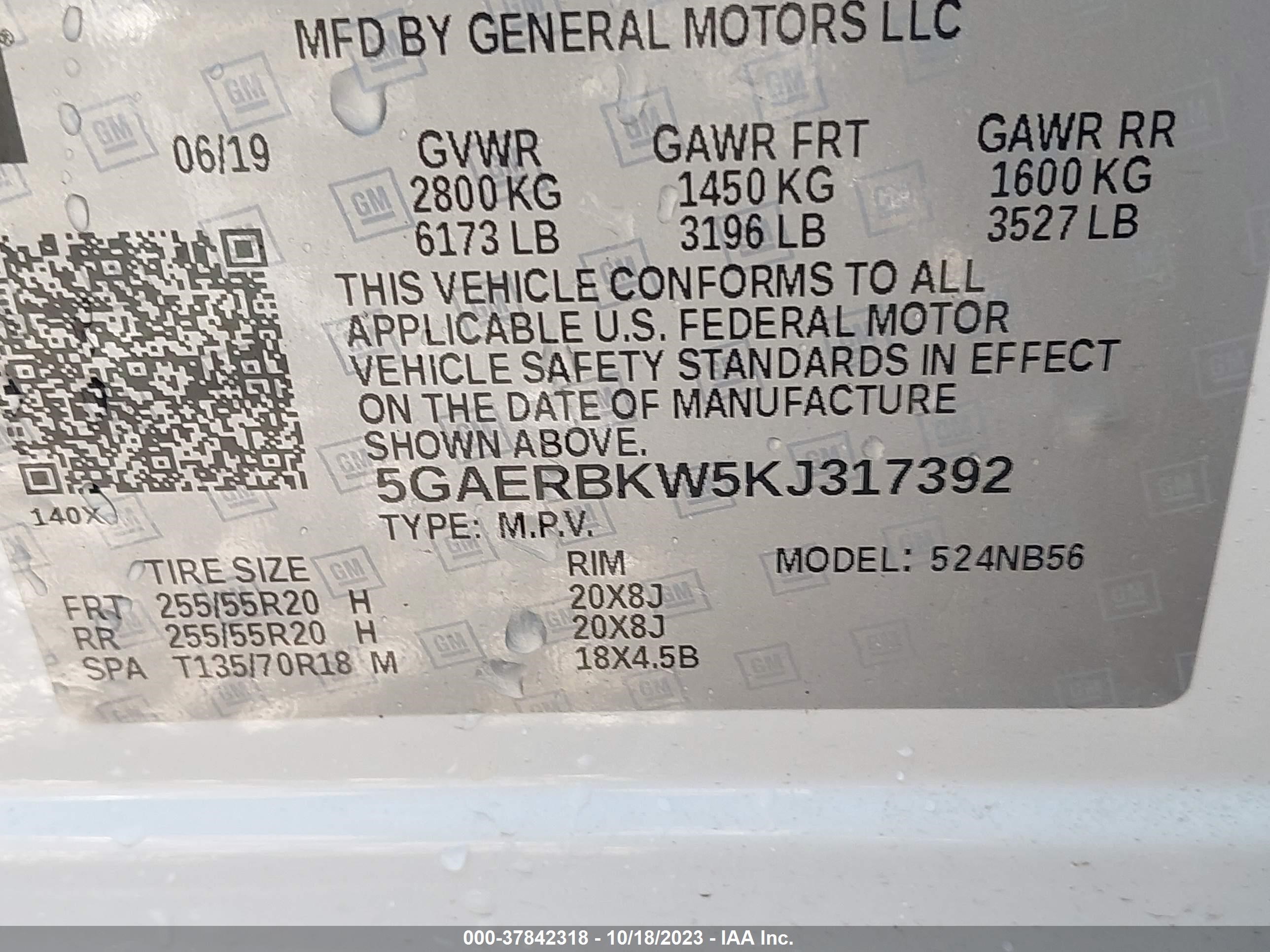 Photo 8 VIN: 5GAERBKW5KJ317392 - BUICK ENCLAVE 