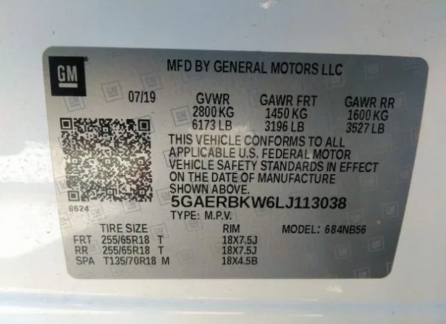 Photo 8 VIN: 5GAERBKW6LJ113038 - BUICK ENCLAVE 