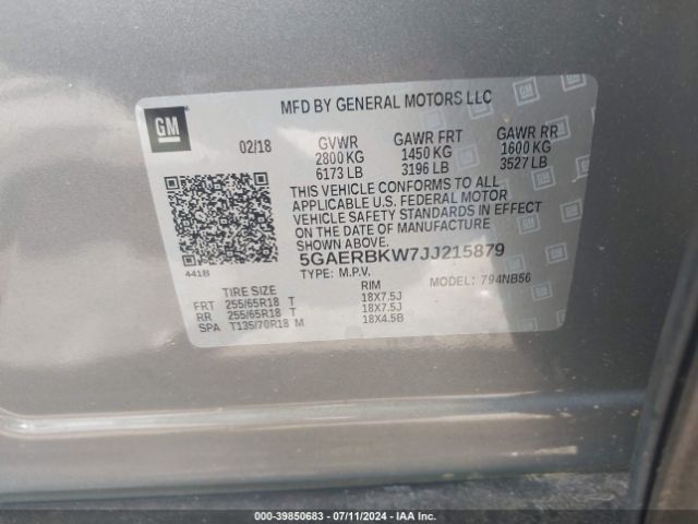 Photo 8 VIN: 5GAERBKW7JJ215879 - BUICK ENCLAVE 