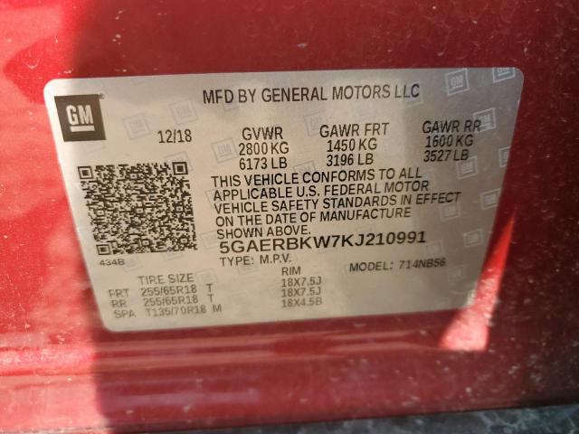 Photo 12 VIN: 5GAERBKW7KJ210991 - BUICK ENCLAVE 