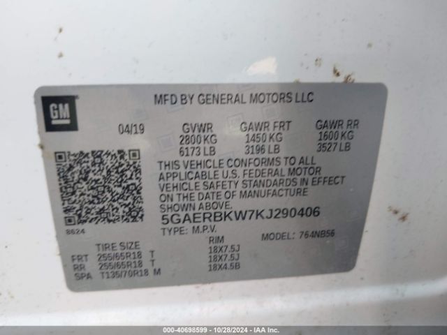 Photo 8 VIN: 5GAERBKW7KJ290406 - BUICK ENCLAVE 