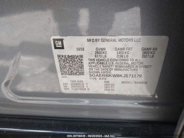 Photo 8 VIN: 5GAERBKW8KJ171179 - BUICK ENCLAVE 