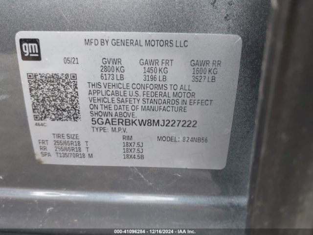 Photo 8 VIN: 5GAERBKW8MJ227222 - BUICK ENCLAVE 